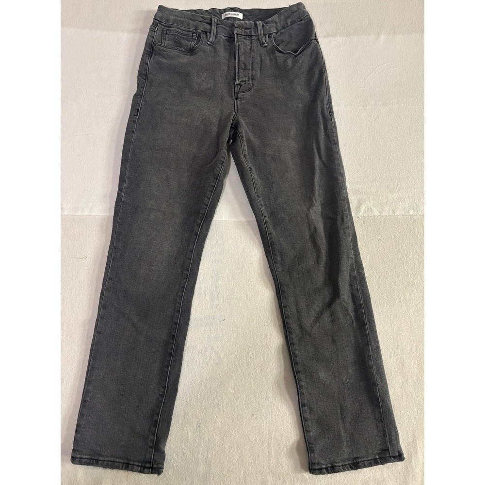 Good American Womens High Rise Straight Leg Jeans Washed Black Size 6/28
